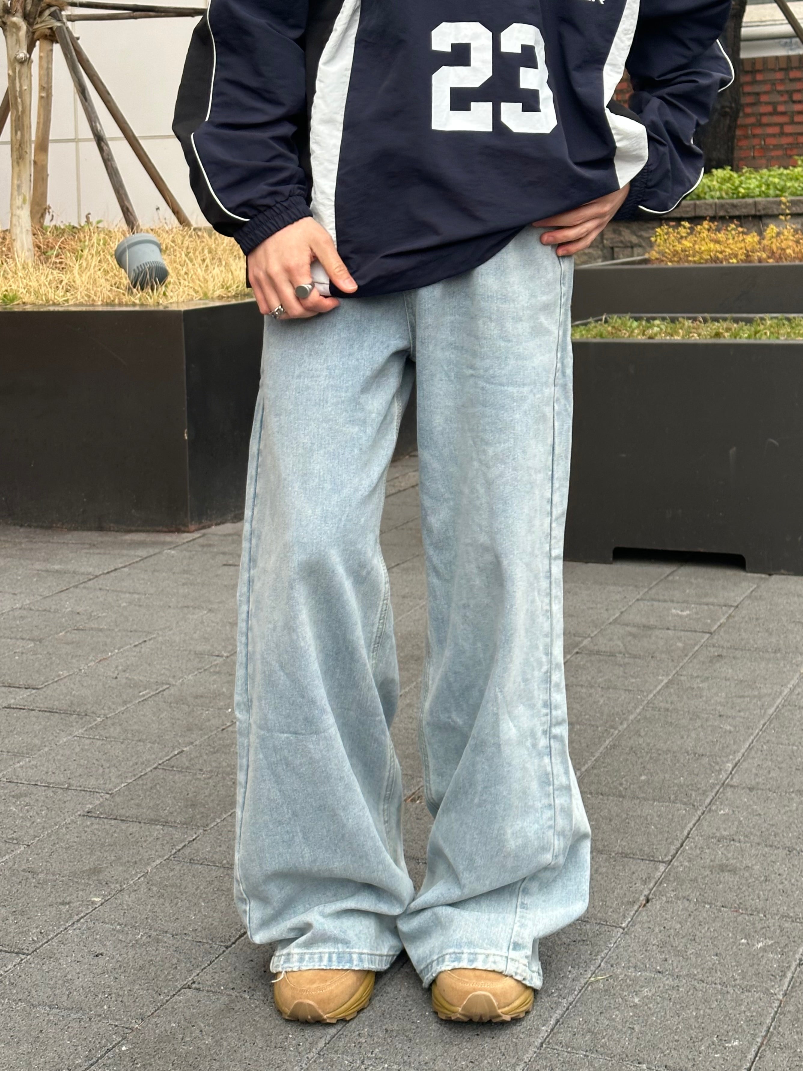 [小個子ok!]淺藍落地牛仔褲