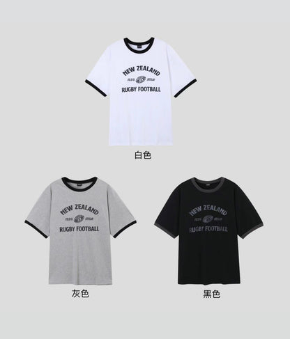 復古黑邊短袖上衣 男裝衫