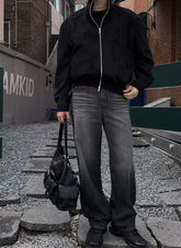 灰黑落地牛仔褲 － 韓國男裝