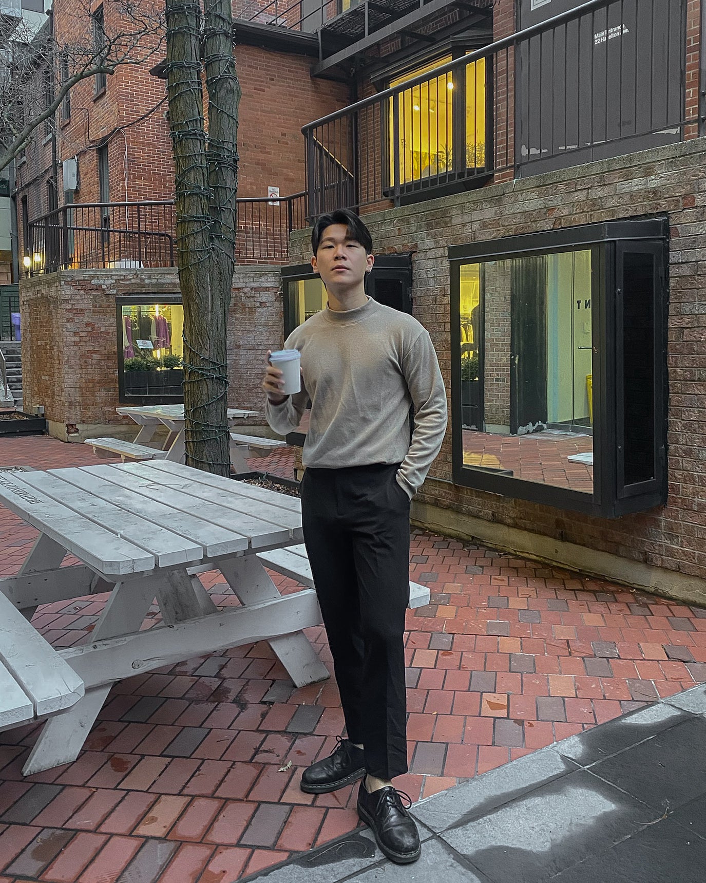 米色半領打底上衣