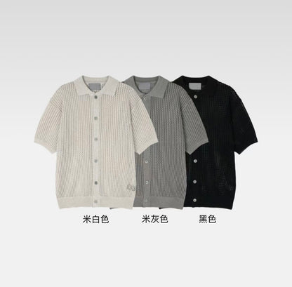 粗針織短袖襯衫 男裝衫