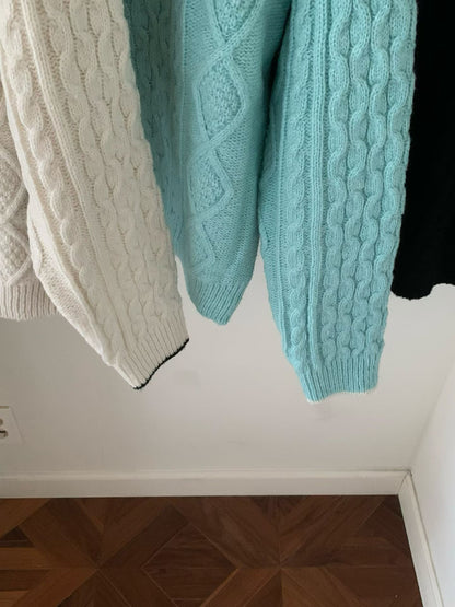 &lt;情侶裝系列&gt;麻花針織長袖上衣