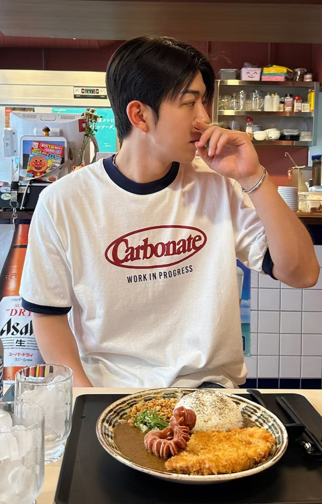 拼色復古短袖上衣 韓國男裝