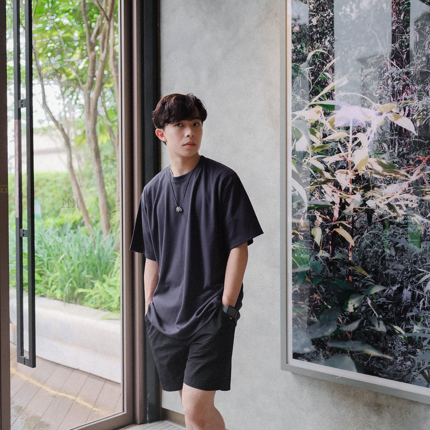 超透氣百搭黑色短褲Daily Nylon Black Shorts-韓國男裝