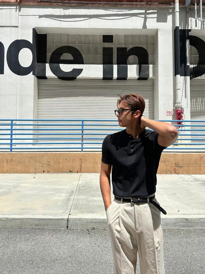 韓系間紋上衣Basic Button Top- 韓國男裝