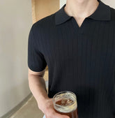 基本款韓系間紋上衣Daily Short Sleeves Top－ 韓國男裝