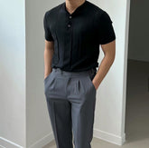 韓系間紋上衣Basic Button Top- 韓國男裝