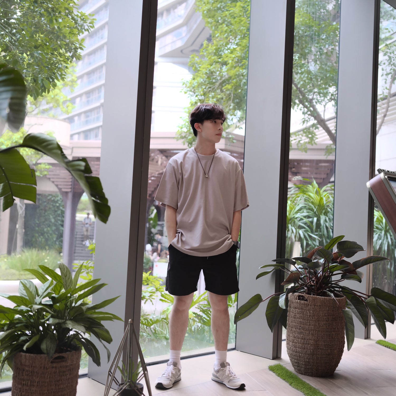 超透氣百搭黑色短褲Daily Nylon Black Shorts-韓國男裝