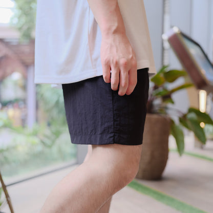 超透氣百搭黑色短褲Daily Nylon Black Shorts-韓國男裝