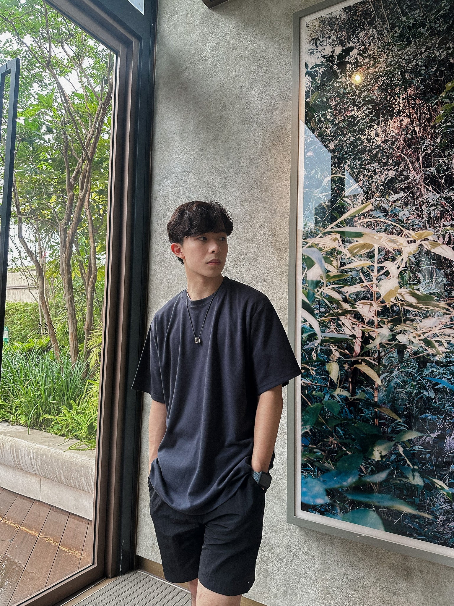 超透氣百搭黑色短褲Daily Nylon Black Shorts-韓國男裝