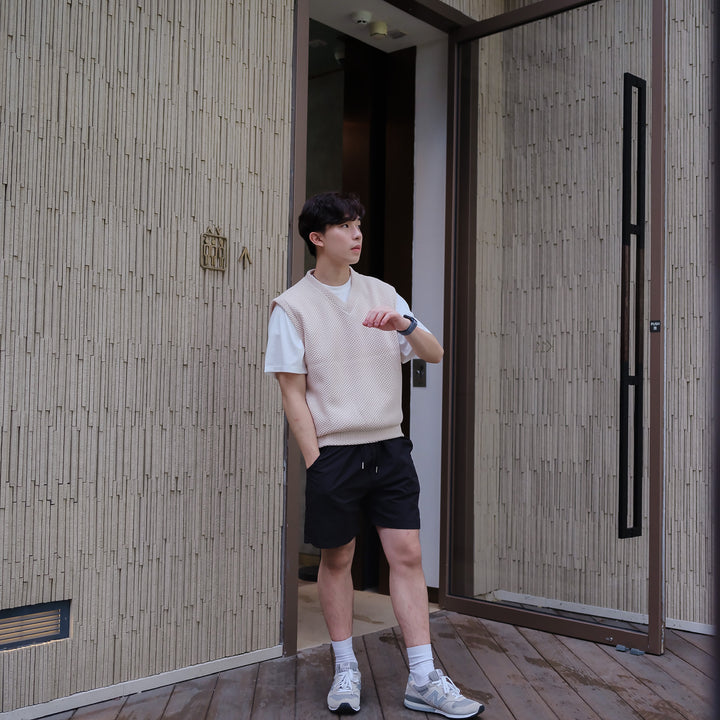 超透氣百搭黑色短褲Daily Nylon Black Shorts-韓國男裝