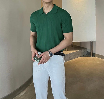 基本款韓系間紋上衣Daily Short Sleeves Top－ 韓國男裝