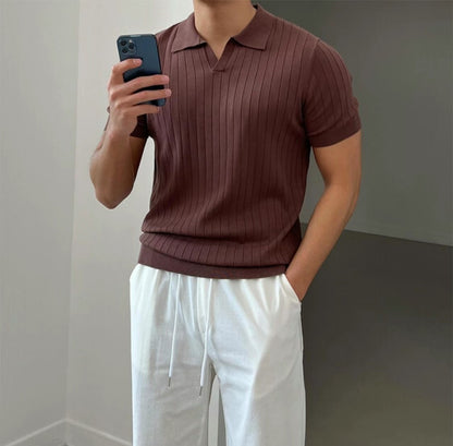 基本款韓系間紋上衣Daily Short Sleeves Top－ 韓國男裝