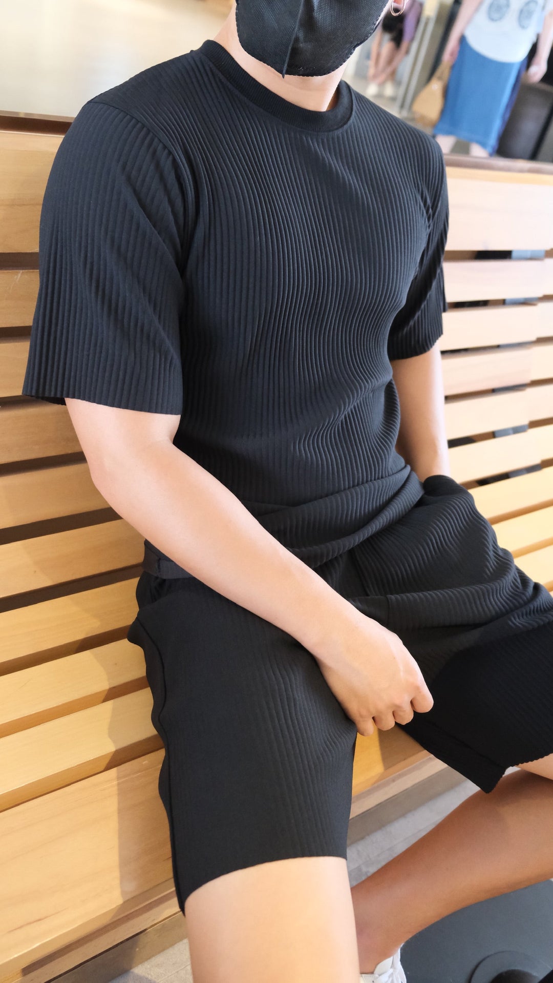 韓國男裝-黑色短袖套裝上衣 Black Set Top