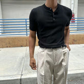 韓系間紋上衣Basic Button Top- 韓國男裝