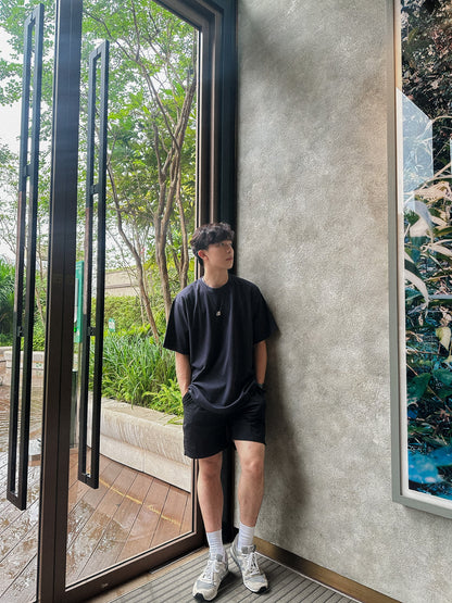 超透氣百搭黑色短褲Daily Nylon Black Shorts-韓國男裝