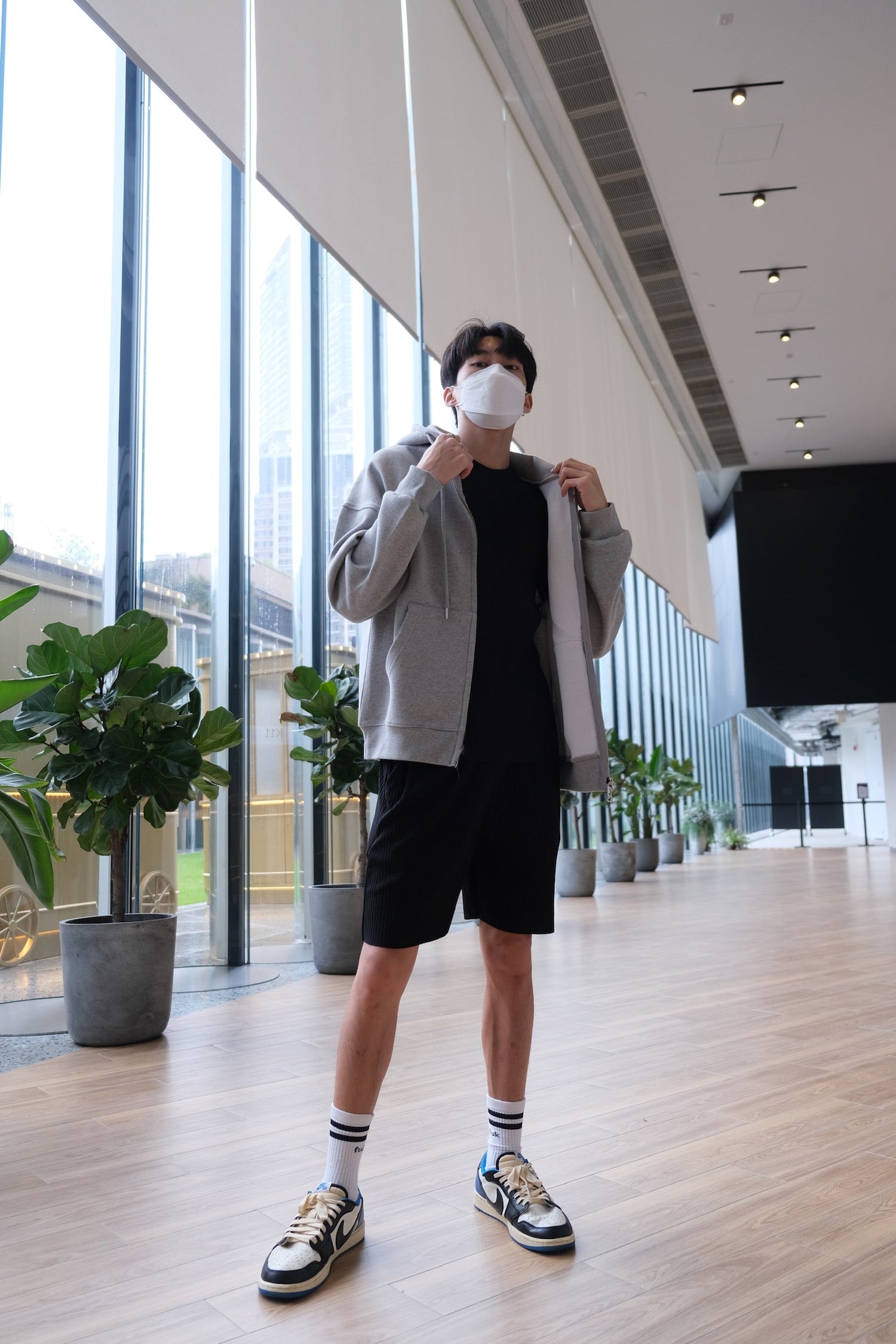 韓國男裝-黑色短袖套裝短褲 Black Set Bottom