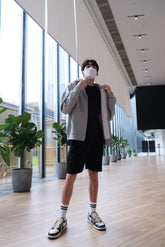 韓國男裝-黑色短袖套裝短褲 Black Set Bottom