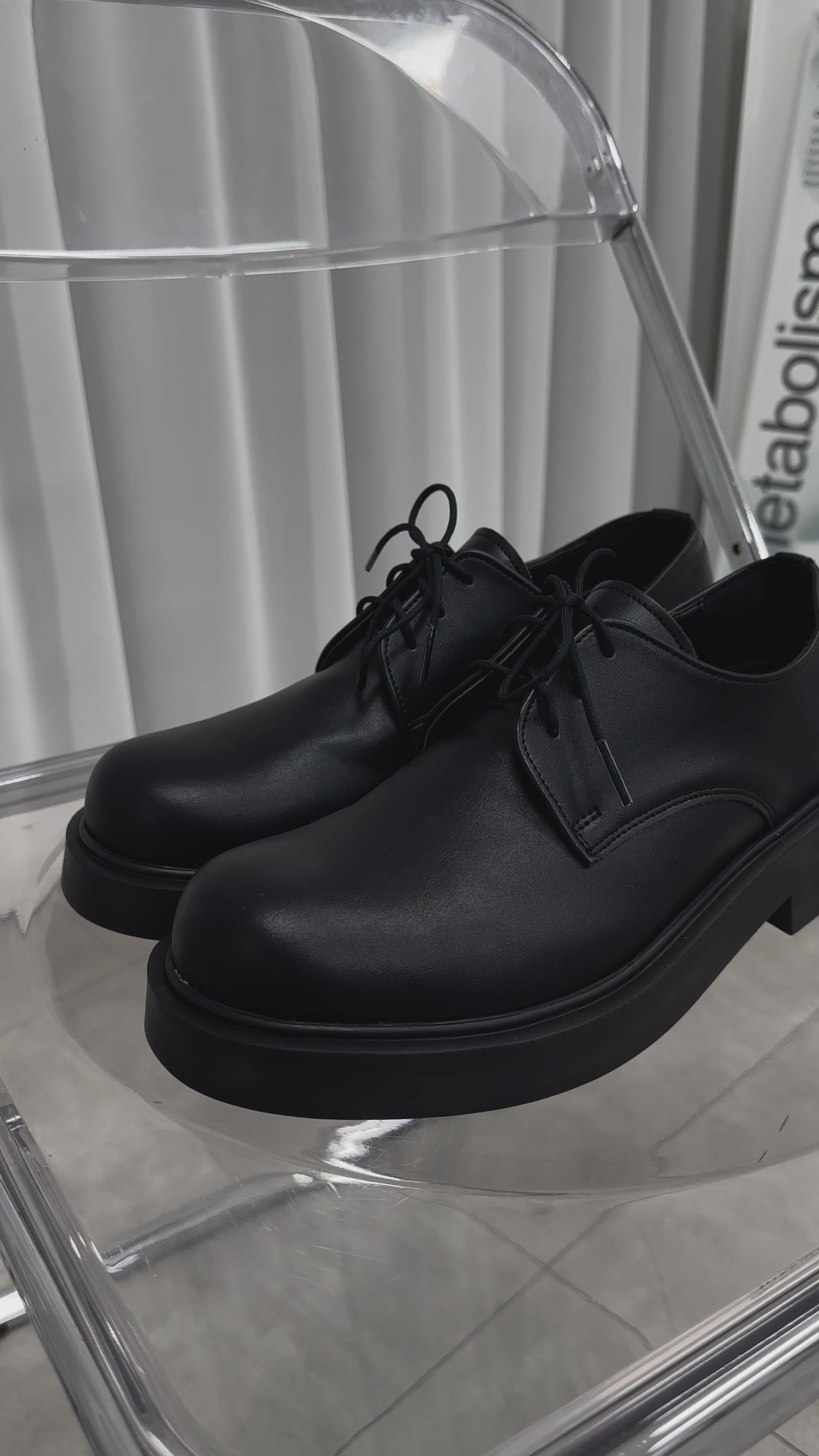 [韓國製增高4cm]加厚尖圓頭德比鞋Derby Shoes