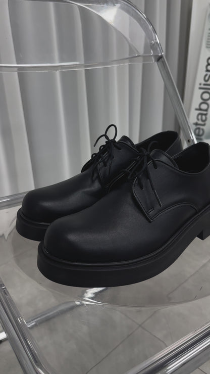 [韓國製增高4cm]加厚尖圓頭德比鞋Derby Shoes