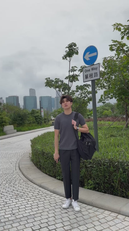 基本款黑色直腳長褲 韓國男裝