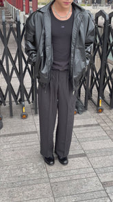 黑色基本皮褸 韓國男裝