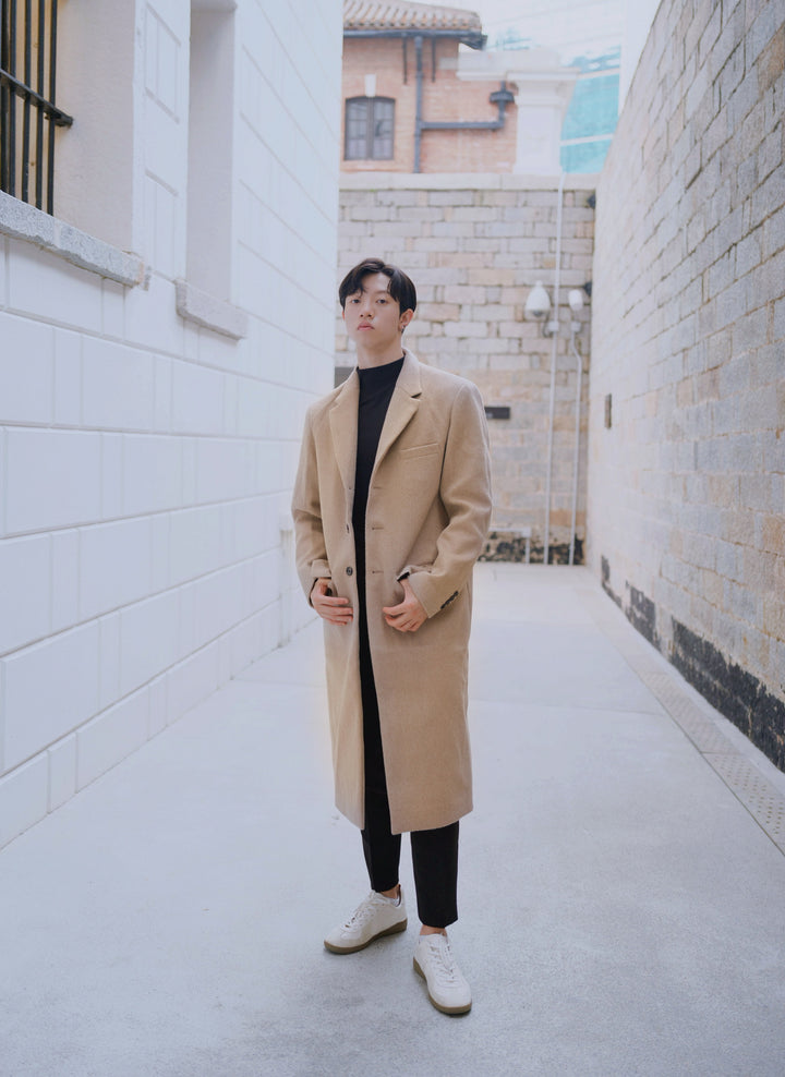 米色羊毛大褸Beige Wool Coat－韓國男裝