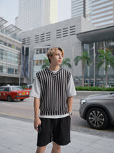 針織間條背心Striped Vest－韓國男裝