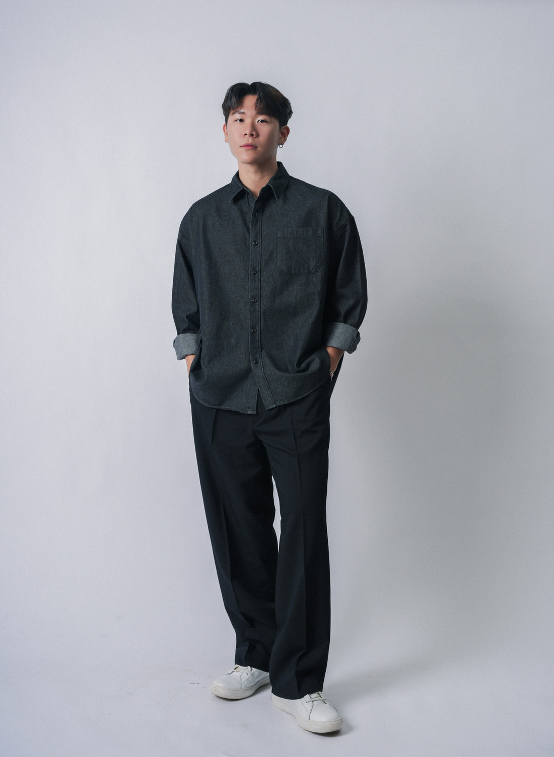 現貨 黑色落地長褲