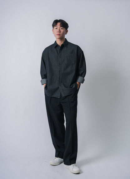 現貨 黑色落地長褲