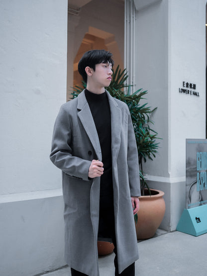灰色羊毛大褸Grey Wool Coat－韓國男裝