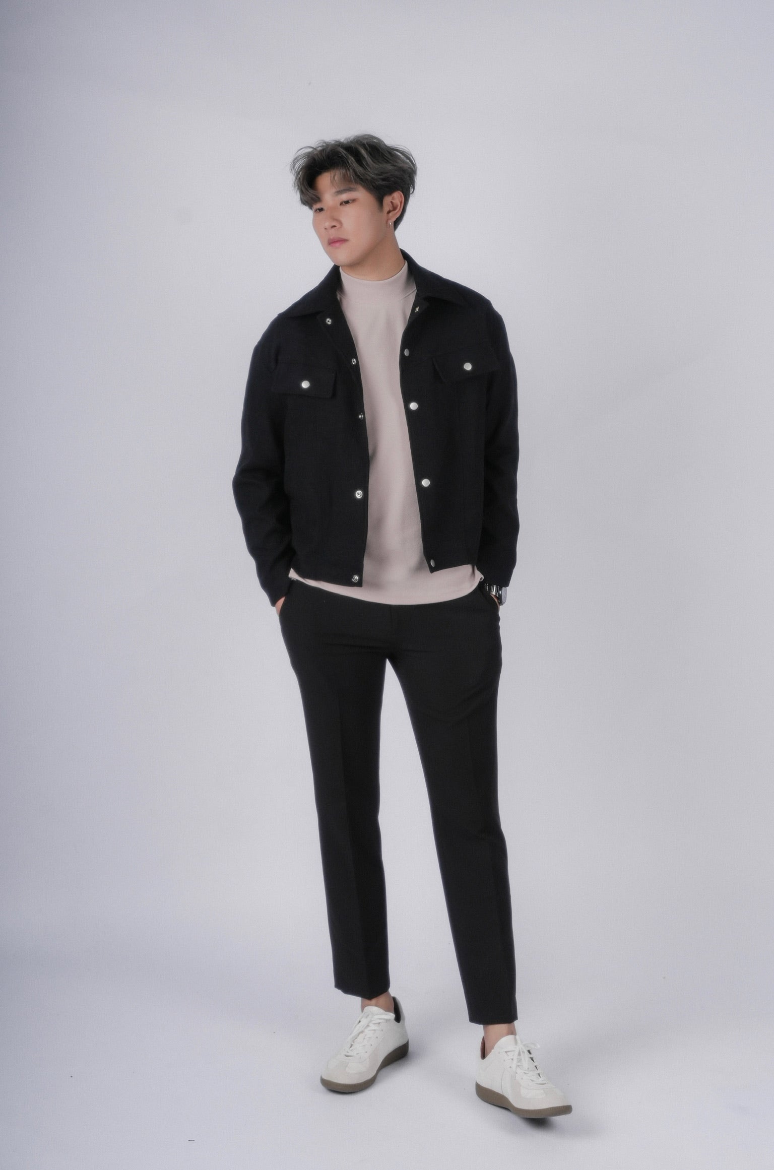 黑色挺身外套Trucker Jacket in Black－韓國男裝