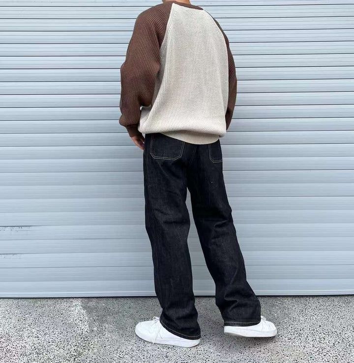 混色針織上衣Raglan Knitted Jumper-韓國男裝