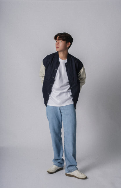 Navy Varsity Jacket- 韓國男裝