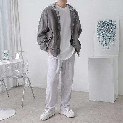 連帽黑色外套Zip Thru Hoodie-韓國男裝