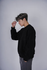 黑色毛毛上衣Fluffy Black Top-韓國男裝