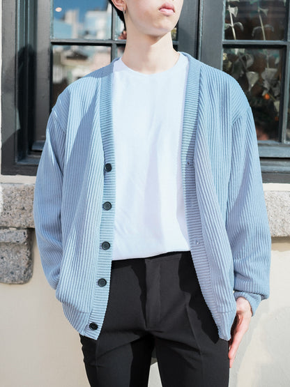 淺藍基本款外套Light Blue Basic Cardigan-韓國男裝
