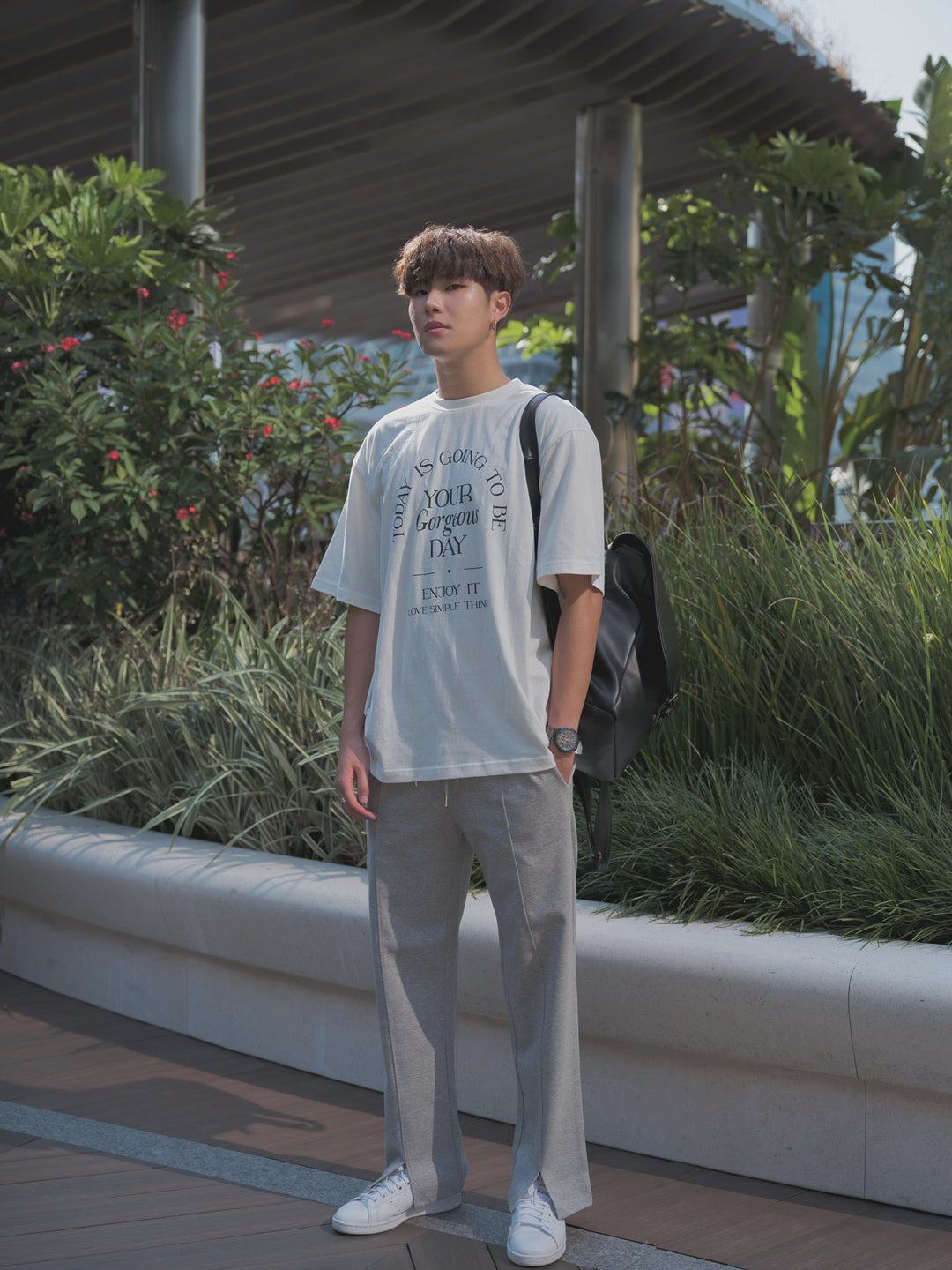 韓國男裝-落地棉質長褲Pleated Cotton Pants