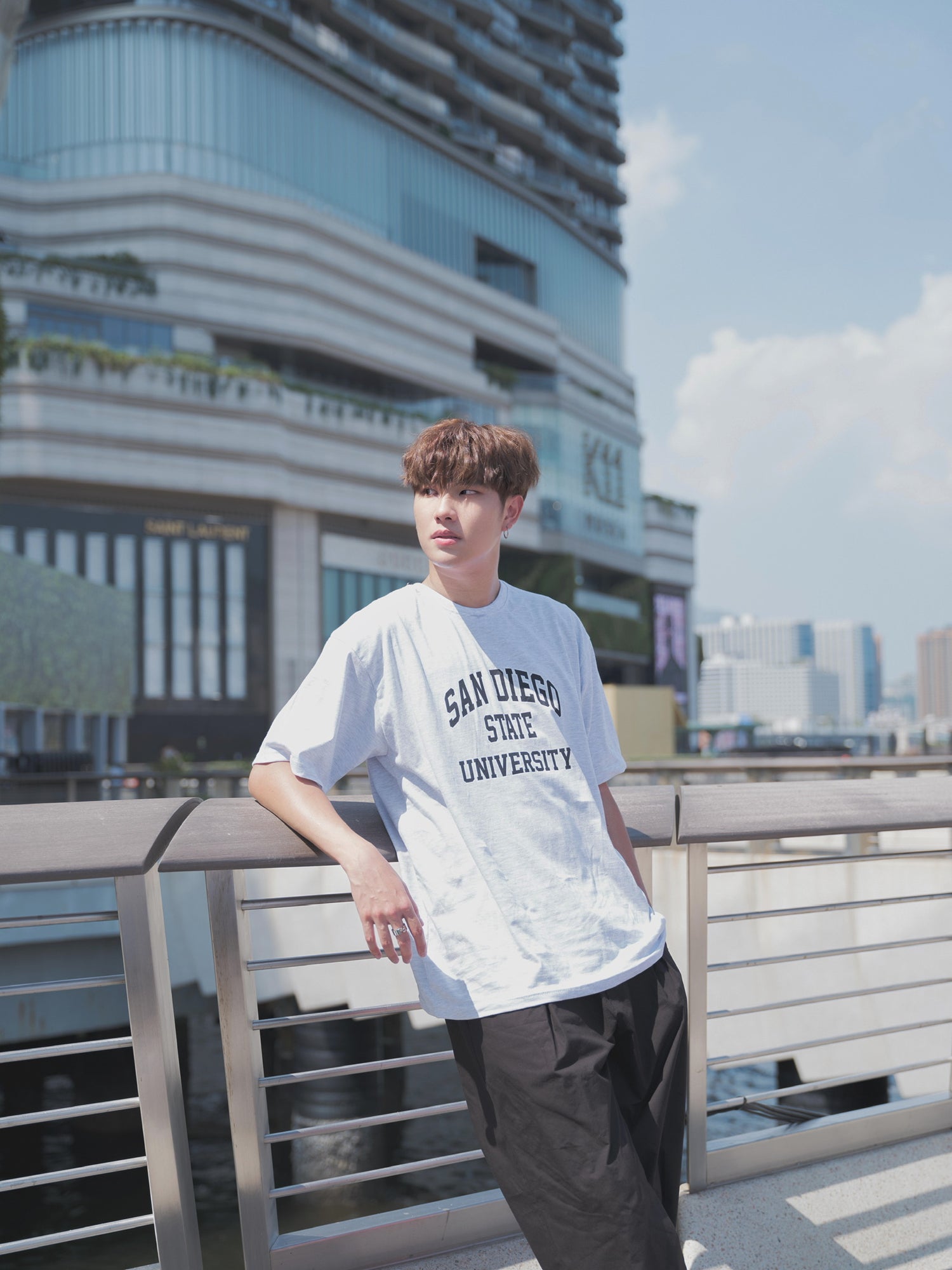 韓國男裝-淺灰短袖上衣San Diego Tee