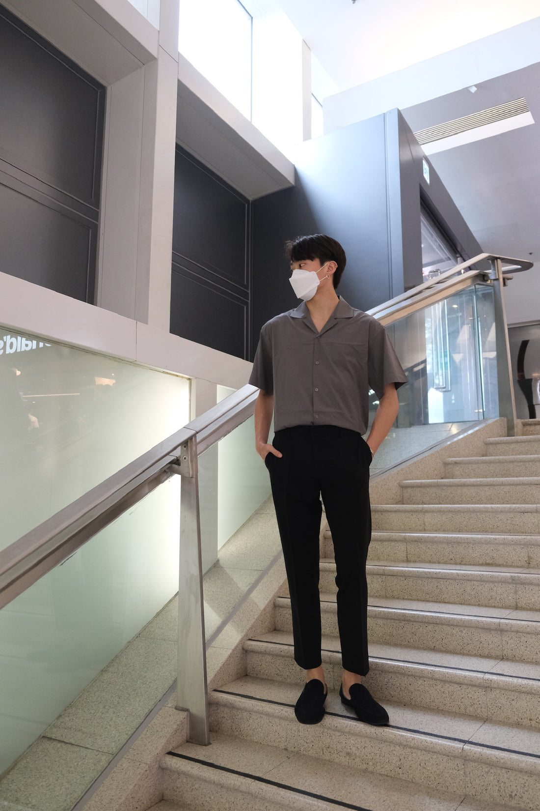 碳灰短袖襯衫Charcoal Short Sleeve Shirt - 179cmhk