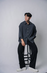 垂墜感滑身碳灰襯衫Basic Charcoal Shirt － 韓國男裝