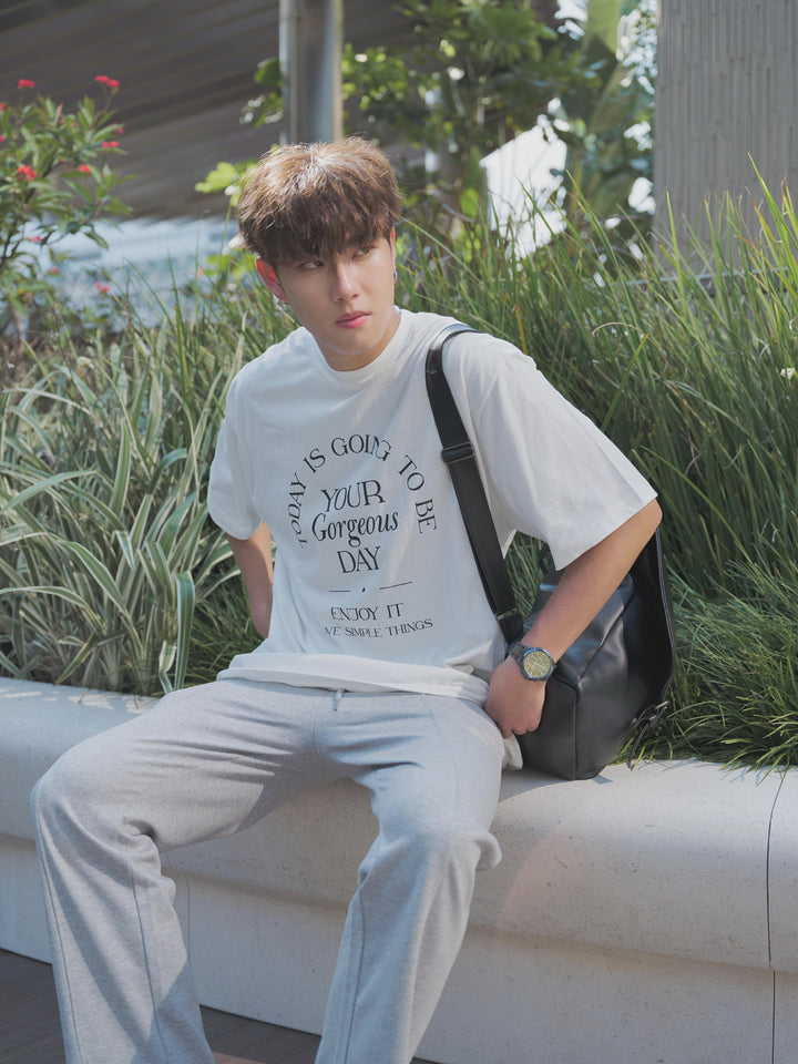 韓國男裝-落地棉質長褲Pleated Cotton Pants