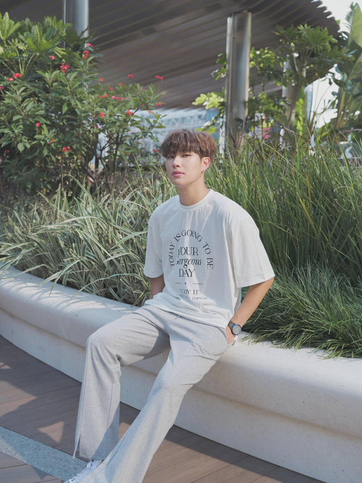 韓國男裝-落地棉質長褲Pleated Cotton Pants