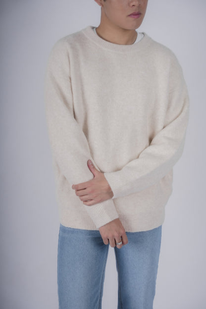 燕麥米色針織上衣Oatmeal Knit Top-韓國男裝