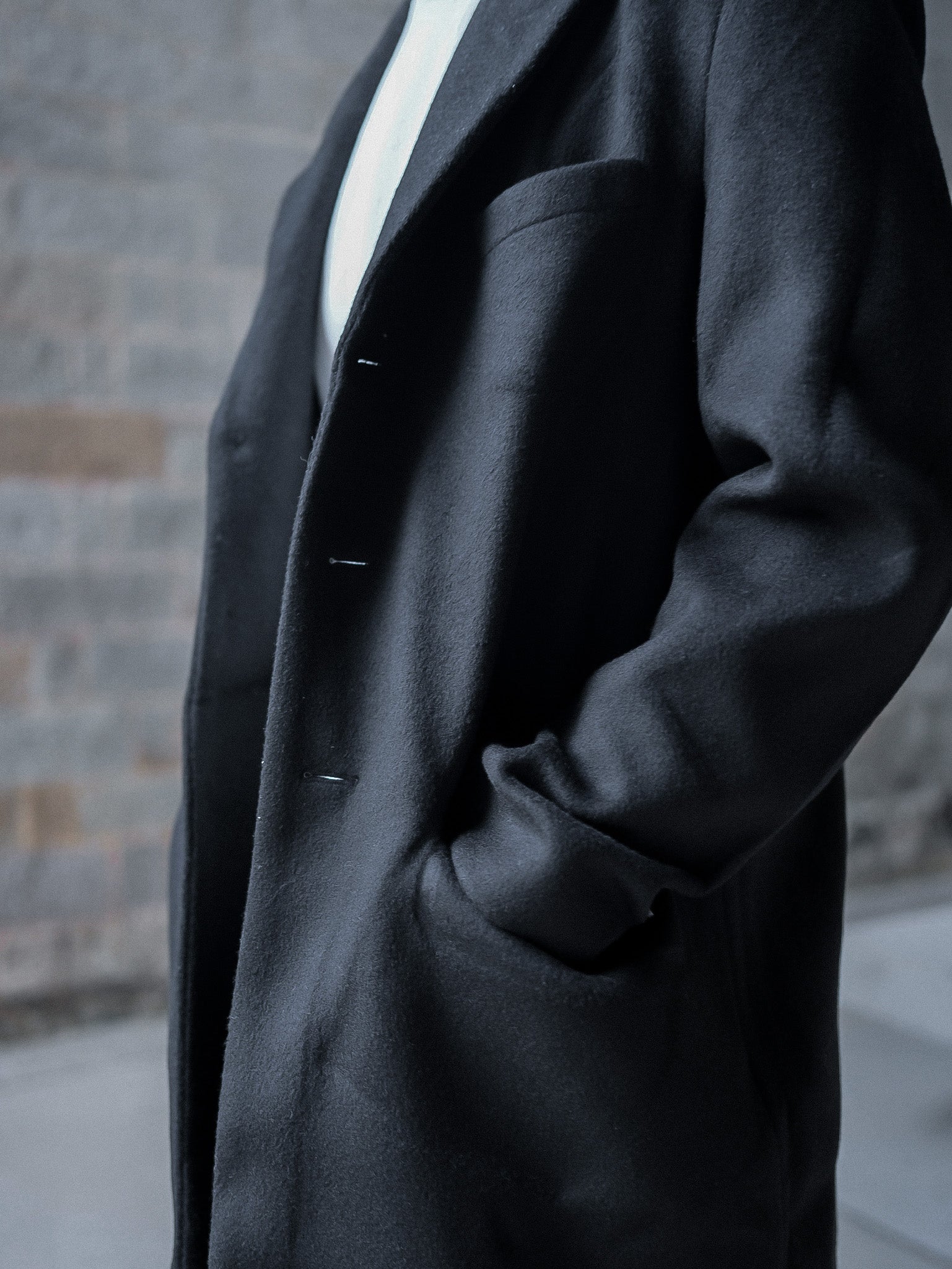 黑色羊毛大褸Black Wool Coat－韓國男裝