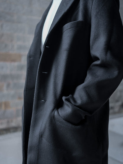 黑色羊毛大褸Black Wool Coat－韓國男裝