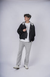 連帽黑色外套Zip Thru Hoodie-韓國男裝