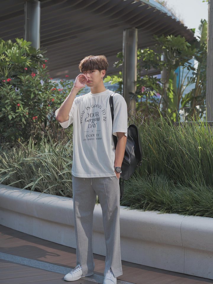 韓國男裝-落地棉質長褲Pleated Cotton Pants