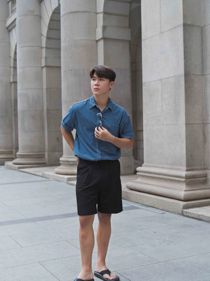 韓國男裝-黑色百搭短褲Black Shorts