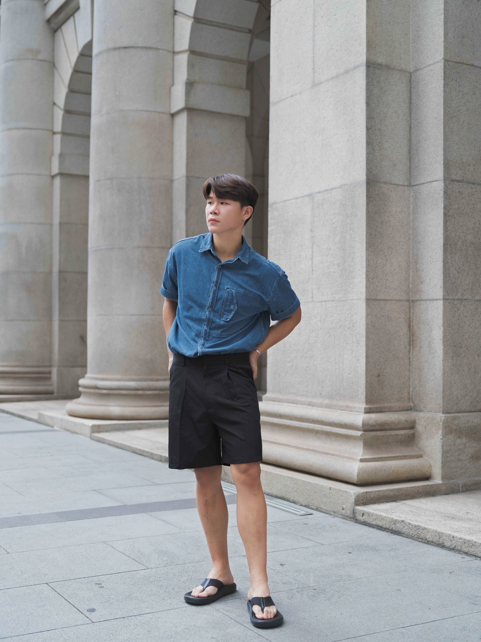 韓國男裝-牛仔布襯衫Denim Top